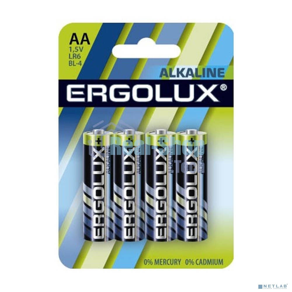 Элемент питания алкалиновый Ergolux LR6 BL-4 LR6 BL-4 1.5В Alkaline (блист.4шт)