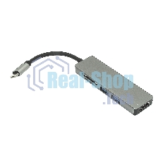 Адаптер Type-C на HDMI, USB 3.0*2 + SD/TF для MacBook, серебро