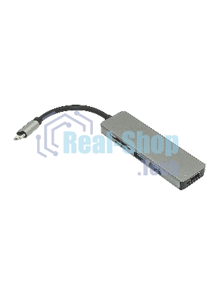 Адаптер Type-C на HDMI, USB 3.0*2 + SD/TF для MacBook, серебро