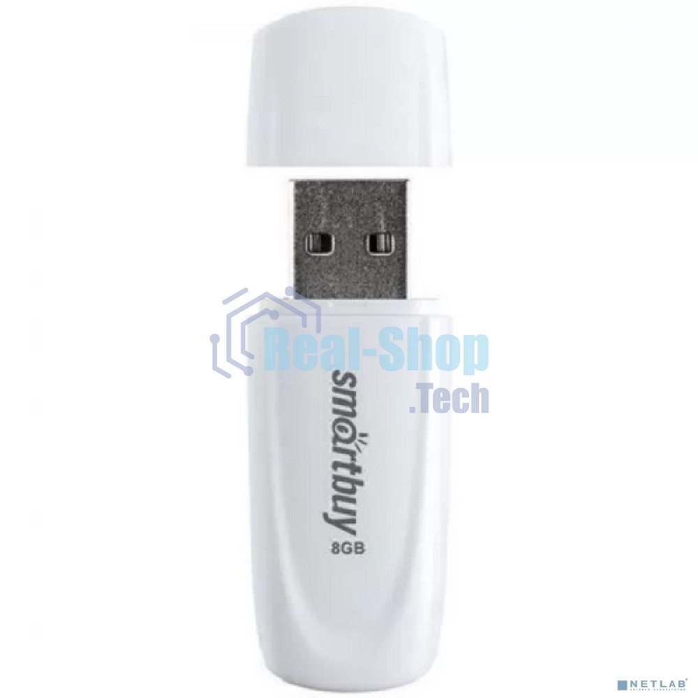 Флешка USB Smartbuy Scout White (SB008Gb2SCW), 8Gb, USB 2.0, R/W 15/8, белый