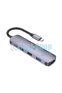 Разветвитель USB-C Hoco HB27 4порт. серый
