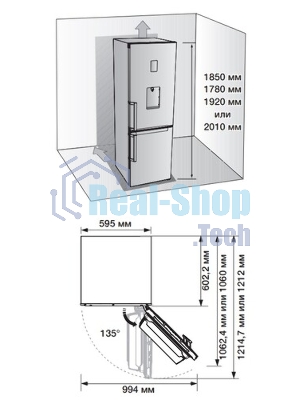 Холодильник Samsung RB37A5200WW/WT белый двухкамерный 269/98л морозилка снизу, No Frost