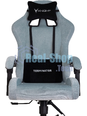 Кресло игровое Knight Terminator серо-голубой Light-28, крестов. металл