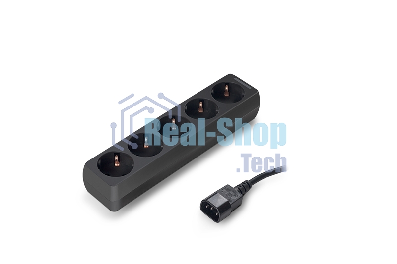 Удлинитель для ИБП ExeGate EX221200RUS SPU-5-0.5B (5 розеток, 0.5м, UPS вилка IEC320-C14, черный)