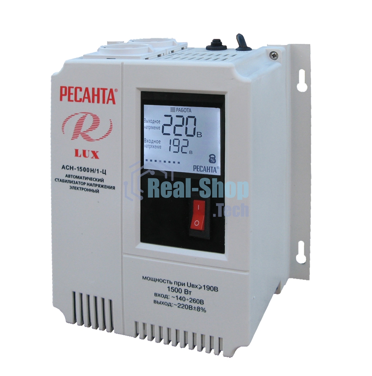 Стабилизаторы напряжения Ресанта АСН-1 500 Н/1-Ц 63/6/20 Стабилизатор Lux 220В±8%, Габариты 206х133х230, Вес 4,5кг