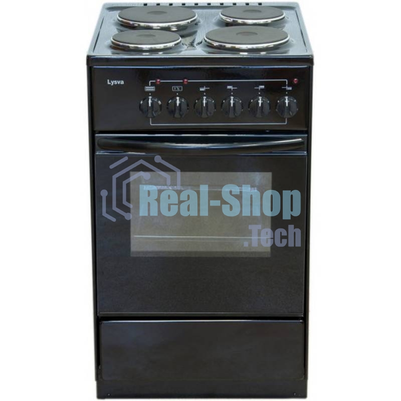 Плита электрическая Лысьва ЭП 401 СТ черный, конфорок 4 электрических, духовка 57 л, 50 см x 84 см x 60 см (без крышки)