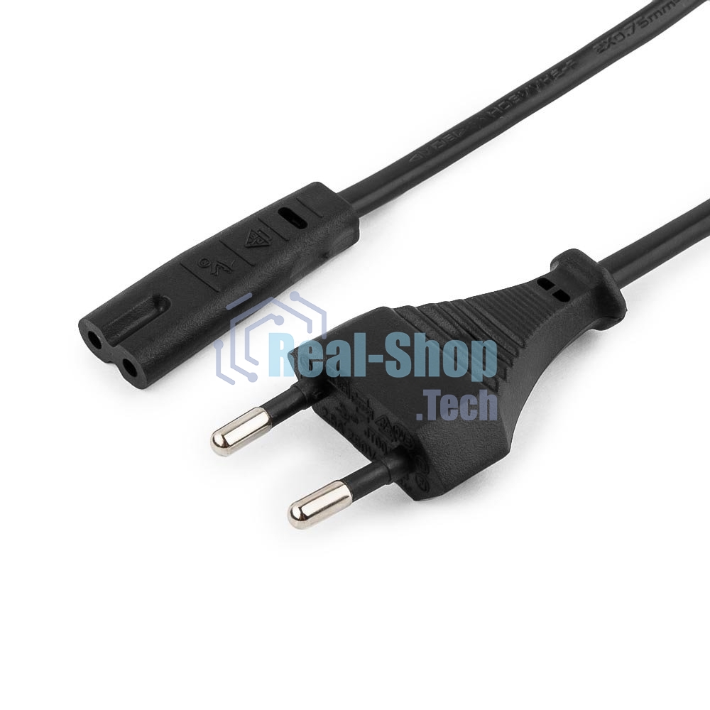 Кабель питания для ноутбуков, аудио/видео техники Gembird PC-184/2-0.5М, 0.5м, 2-pin, черный, пакет