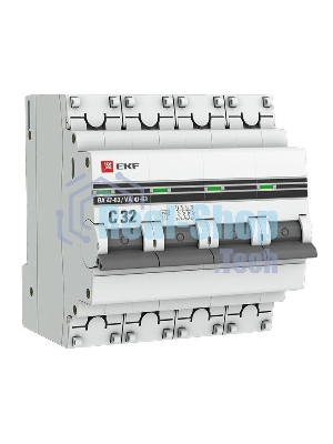 Выключатель автоматический модульный 4п C 32А 4.5кА ВА 47-63 PROxima EKF mcb4763-4-32C-pro