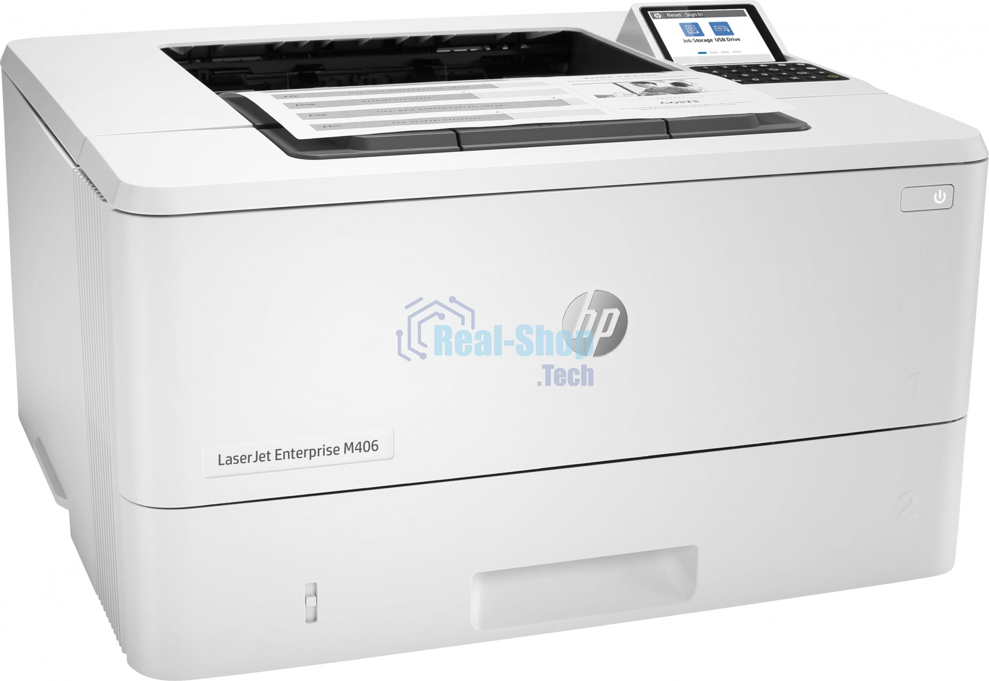 Принтер лазерный HP LaserJet Enterprise M406dn (3PZ15A), A4, ч/б, печ. до 40 стр/мин., 1200 x 1200 dpi, USB, RJ-45, Air Print, Mopria