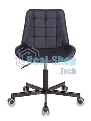 Кресло компьютерное Бюрократ CH-350M/BLACK без подлокотников, черный, искусст.кожа/ткань, крестовина хром