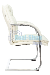 Кресло офисное Бюрократ T-9927SL-LOW-V слоновая кость, кожа, низк.спин. полозья, металл хром