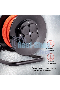 Удлинитель силовой Starwind ST-PSR4.50/G-16 4x5.0 кв.мм 4 розет. 50 м ПВС 16A катушка темно-серый