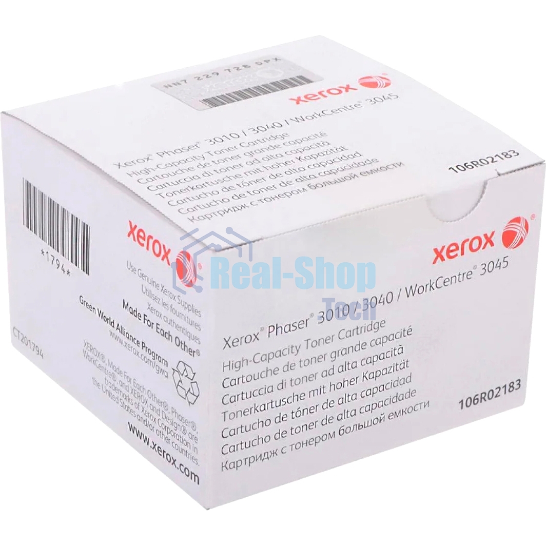 Картридж лазерный Xerox 106R02183 черный для Xerox Ph 3010/WC 3045B 2300 стр.(channels)