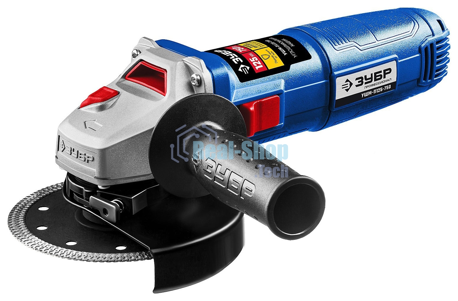 Угловая шлифовальная машина Зубр Профессионал одноруч. хват, пылезащита, 125 мм, 11000 об/мин, 750 Вт УШМ-П125-750
