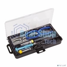 Набор для пайки Rexant (USB паяльник 8 Вт, кусачки, тонкогубцы, подставка, припой, отвертка)