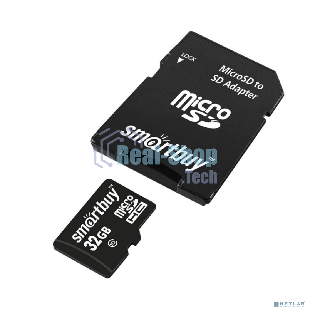 Флеш карта Micro SDHC 32Gb Smartbuy Class 10, адаптер в комплектеLE