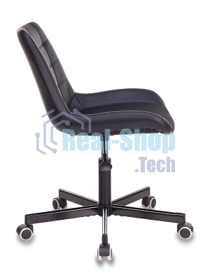 Кресло компьютерное Бюрократ CH-350M/BLACK без подлокотников, черный, искусст.кожа/ткань, крестовина хром