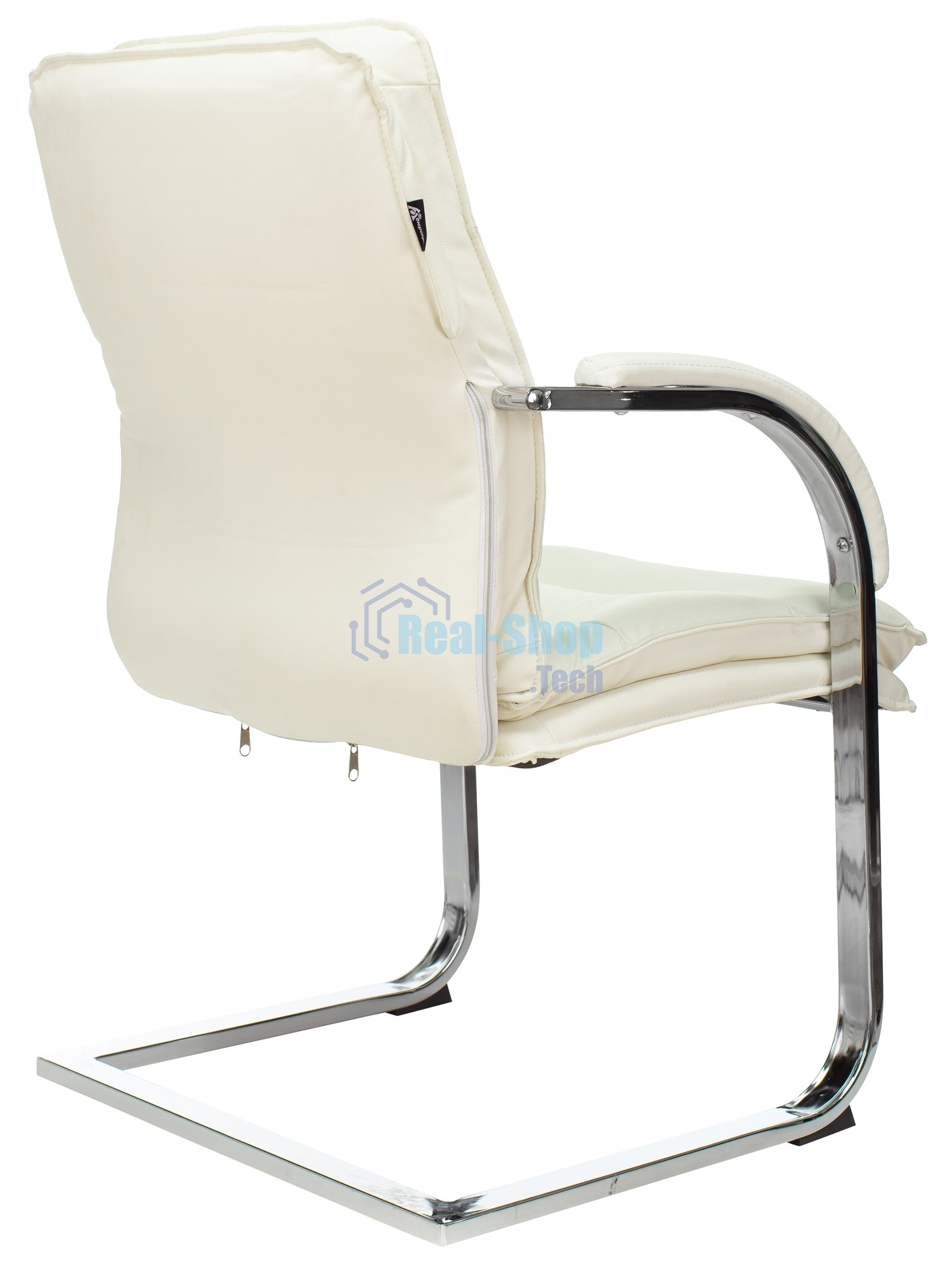 Кресло офисное Бюрократ T-9927SL-LOW-V слоновая кость, кожа, низк.спин. полозья, металл хром