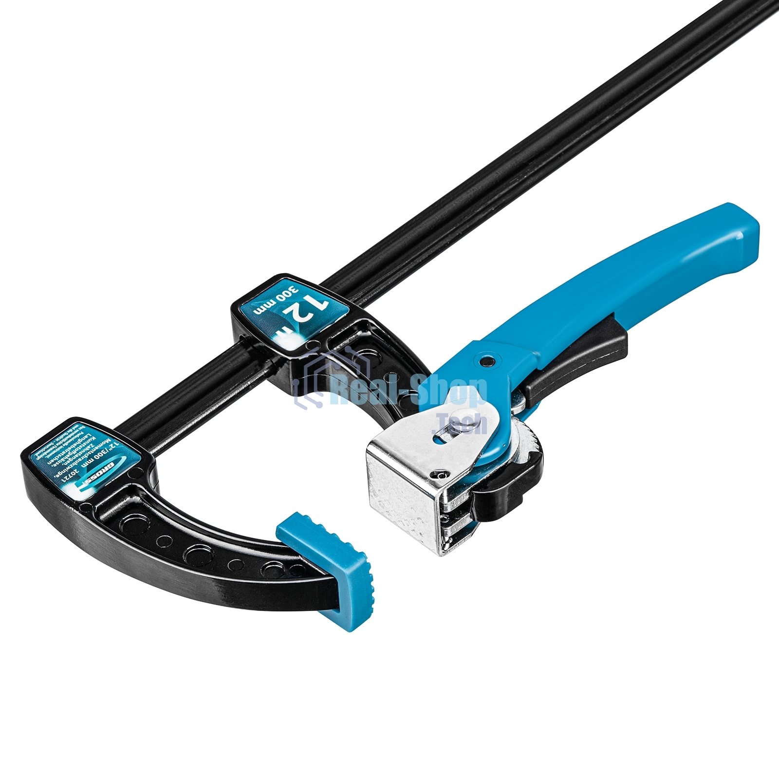 Струбцина реечная Gross быстрозажимная, металлический корпус, рычажный храповый механизм, 12