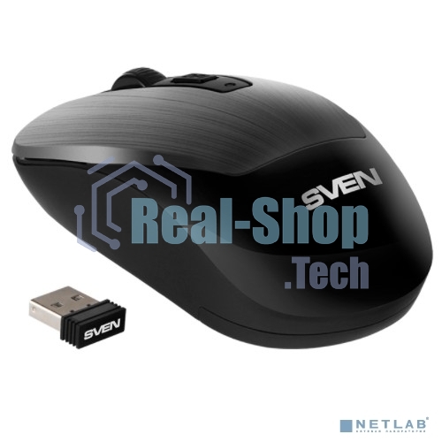 Мышь беспроводная SVEN RX-380W серый металлик, 1600 dpi, радиоканал, USB, кнопки - 4