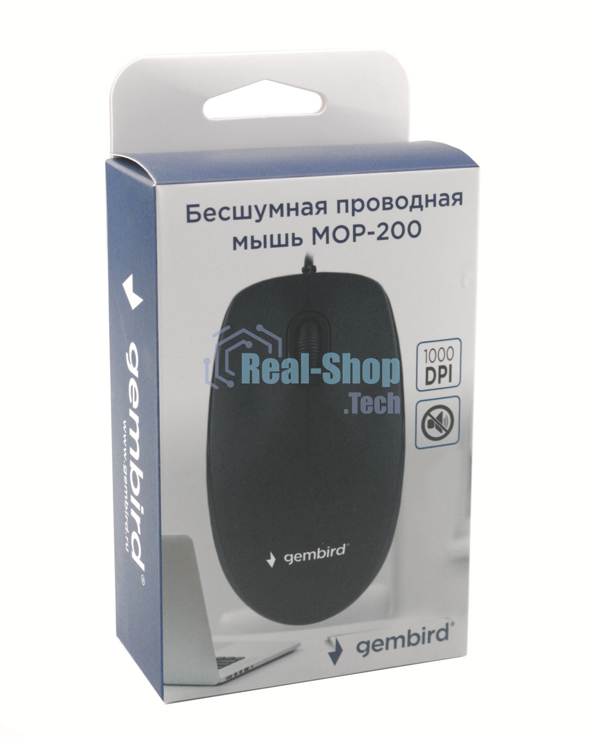 Мышь проводная Gembird MOP-200 черный, 1000 dpi, USB, кнопки - 3