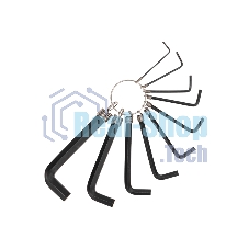 Набор ключей имбусовых HEX Kranz 1,5-10 мм, CrV, 10 шт., оксидированные, на кольце