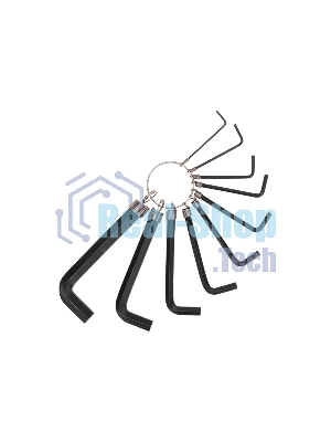 Набор ключей имбусовых HEX Kranz 1,5-10 мм, CrV, 10 шт., оксидированные, на кольце