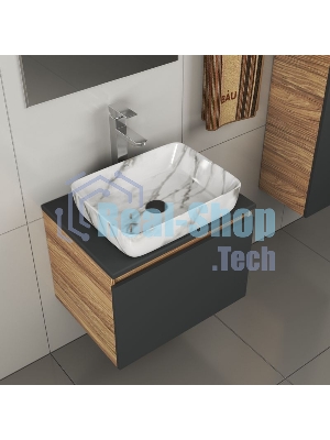 Комплект для ванной, 4 предмета (тумба Bau 60, графит + раковина BAU Hotel 51х39 + смеситель Hotel Still, выпуск клик-клак, черный)