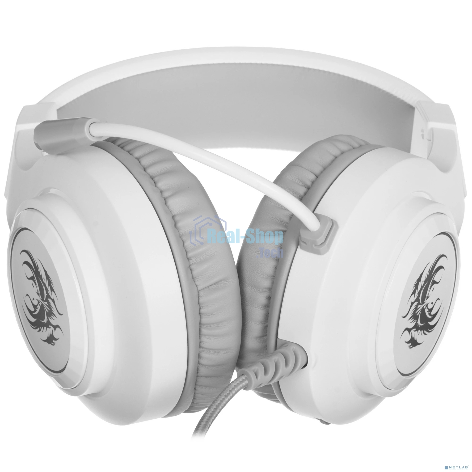 Гарнитура Defender Ghost LED белый, проводная, USB / 2 x mini jack 3.5 мм, подсветка