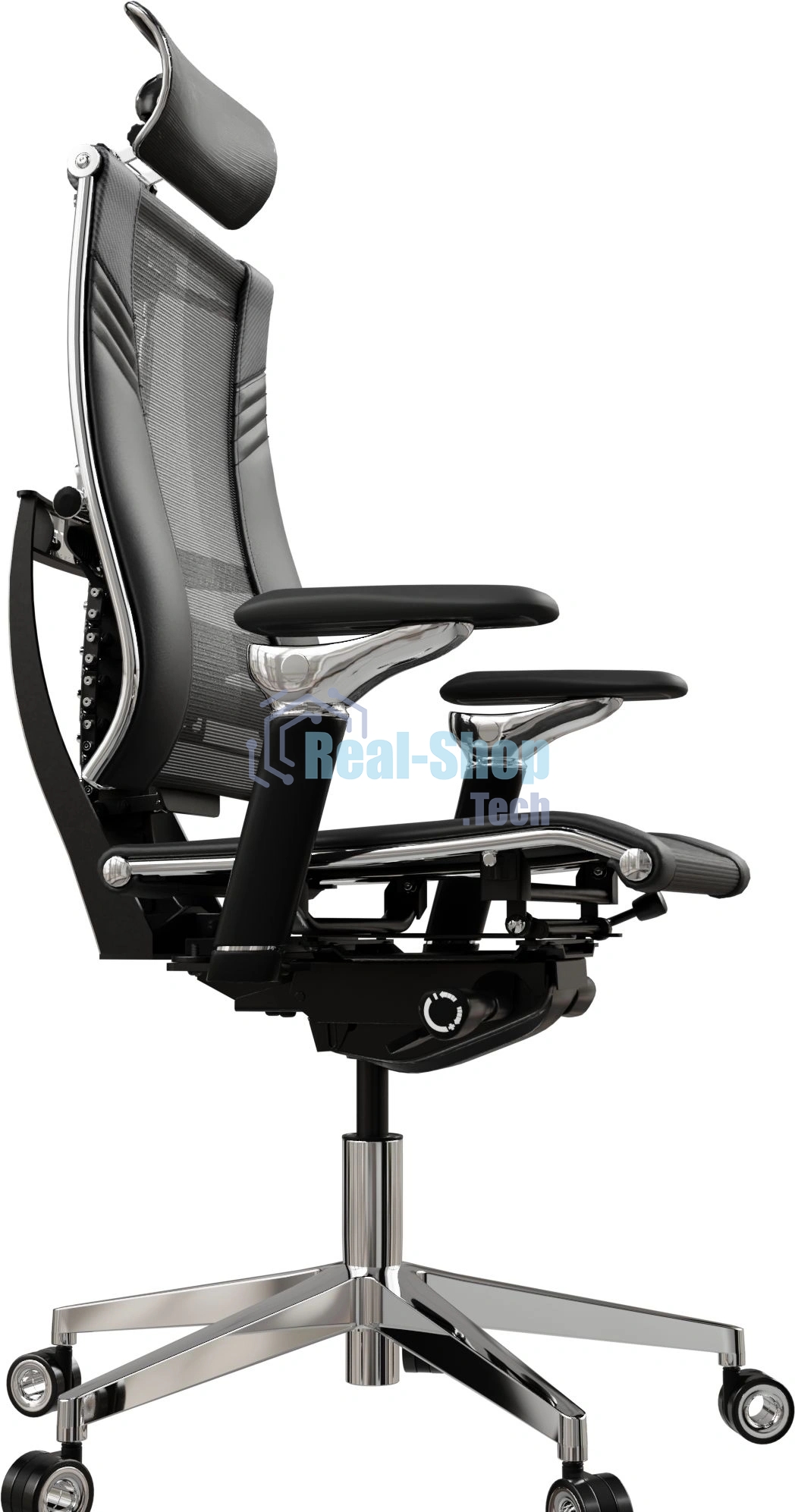 Кресло руководителя эргономичное Метта Yoga Spine Triumph B2 (Черный CC.50.15.13A) Infinity Easy Clean экокожа/сетка с подголов. крестов. алюминий хром