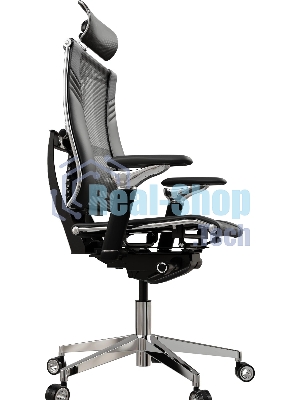 Кресло руководителя эргономичное Метта Yoga Spine Triumph B2 (Черный CC.50.15.13A) Infinity Easy Clean экокожа/сетка с подголов. крестов. алюминий хром
