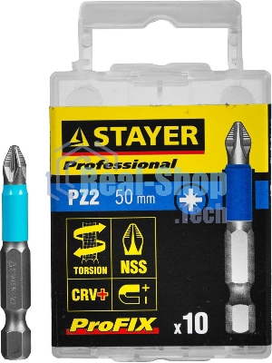 Бита STAYER PROFESSIONAL 26223-2-50-10_z01 ProFix E 1/4'' № 2 L=50мм 10шт