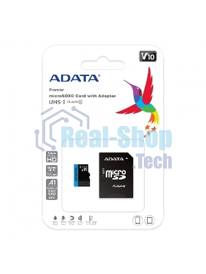 Флеш карта microSD 64Gb ADATA microSDHC Class 10 UHS-I A1 100/25 MB/s (SD адаптер)