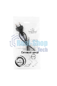Кабель питания для ноутбуков, аудио/видео техники Gembird PC-184/2-0.5М, 0.5м, 2-pin, черный, пакет