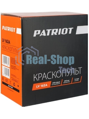 Краскопульт пневматический PATRIOT LV 162Ав.бак 0.5л 400л/мин 3-4бар 1.5мм факел120-220мм 0.8кг