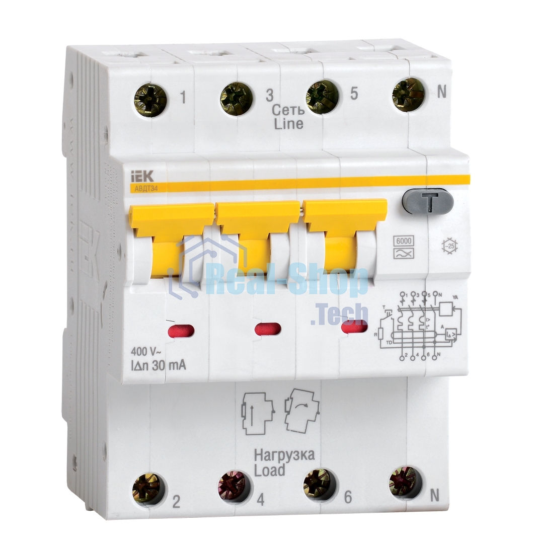 Выключатель автоматический дифференциального тока Iek MAD22-6-025-C-30 АВДТ 34 C25 30мА