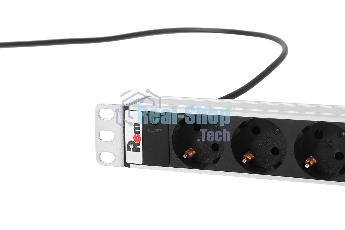 Верт. блок розеток Rem-16 с инд., 25 Shuko, 16A, алюм., 42-48U, шнур 3 м