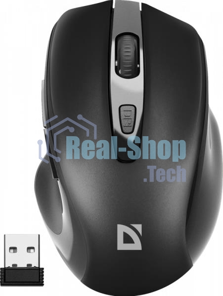 Мышь беспроводная Defender Prime MB-053 черный, 1600 dpi, радиоканал, USB, кнопки - 6