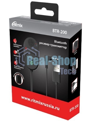 Автомобильный FM-модулятор Ritmix BTR-200 черный BT USB (80002461)