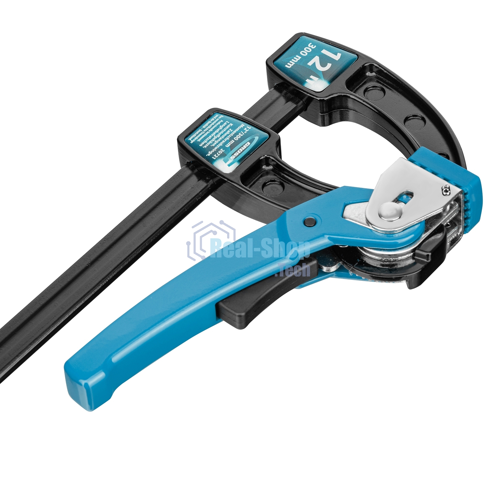 Струбцина реечная Gross быстрозажимная, металлический корпус, рычажный храповый механизм, 12