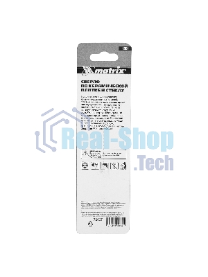 Сверло по керамической плитке и стеклу Matrix, 8 мм, 6-гр хвостовик