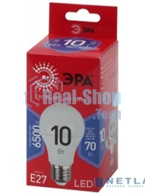 Лампа светодиодная ЭРА LED A60-10W-865-E27 R (диод, груша, 10Вт, хол, E27)