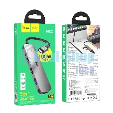 Разветвитель USB-C Hoco HB27 4порт. серый