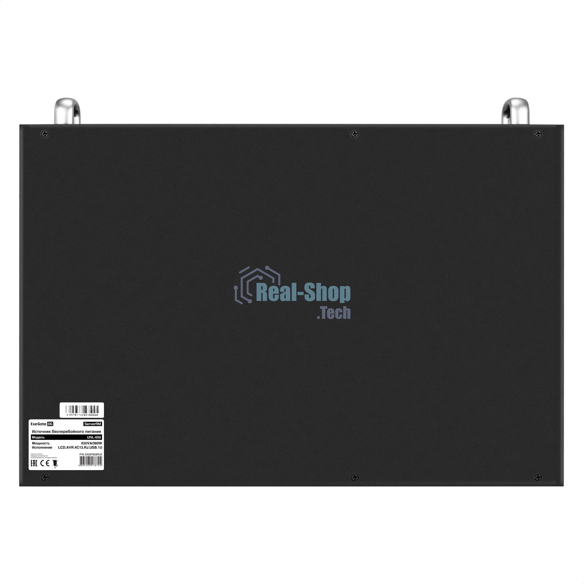Источник бесперебойного питания ExeGate 1U ServerRM UNL-650.LCD.AVR.4C13.RJ.USB.1U 650VA/360W, LCD, AVR, 4*C13, RJ, USB, 1U, установка в стойку, черный