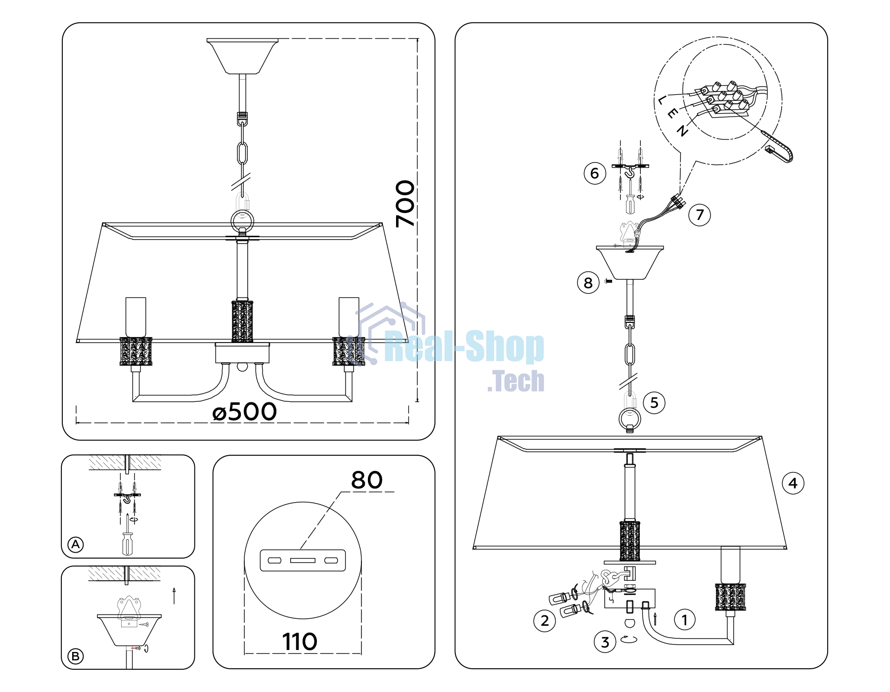 Люстра Ambrella light LH71211/5 CGD золото E14/5 max 40W D500*700