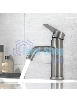 Раковина накладная со смесителем (прямоугольная BAU Cerama 48х37, мрамор + смеситель Dream, нержавеющая сталь)