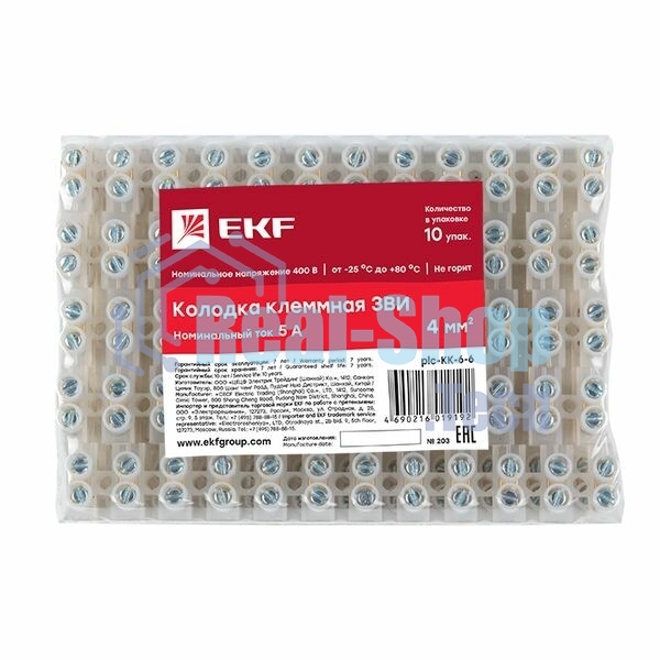 Колодка клеммная 6мм 6А EKF plc-KK-6-6
