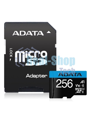 Флеш карта microSD 256Gb ADATA microSDHC Class 10 UHS-I A1 100/25 MB/s (SD адаптер)
