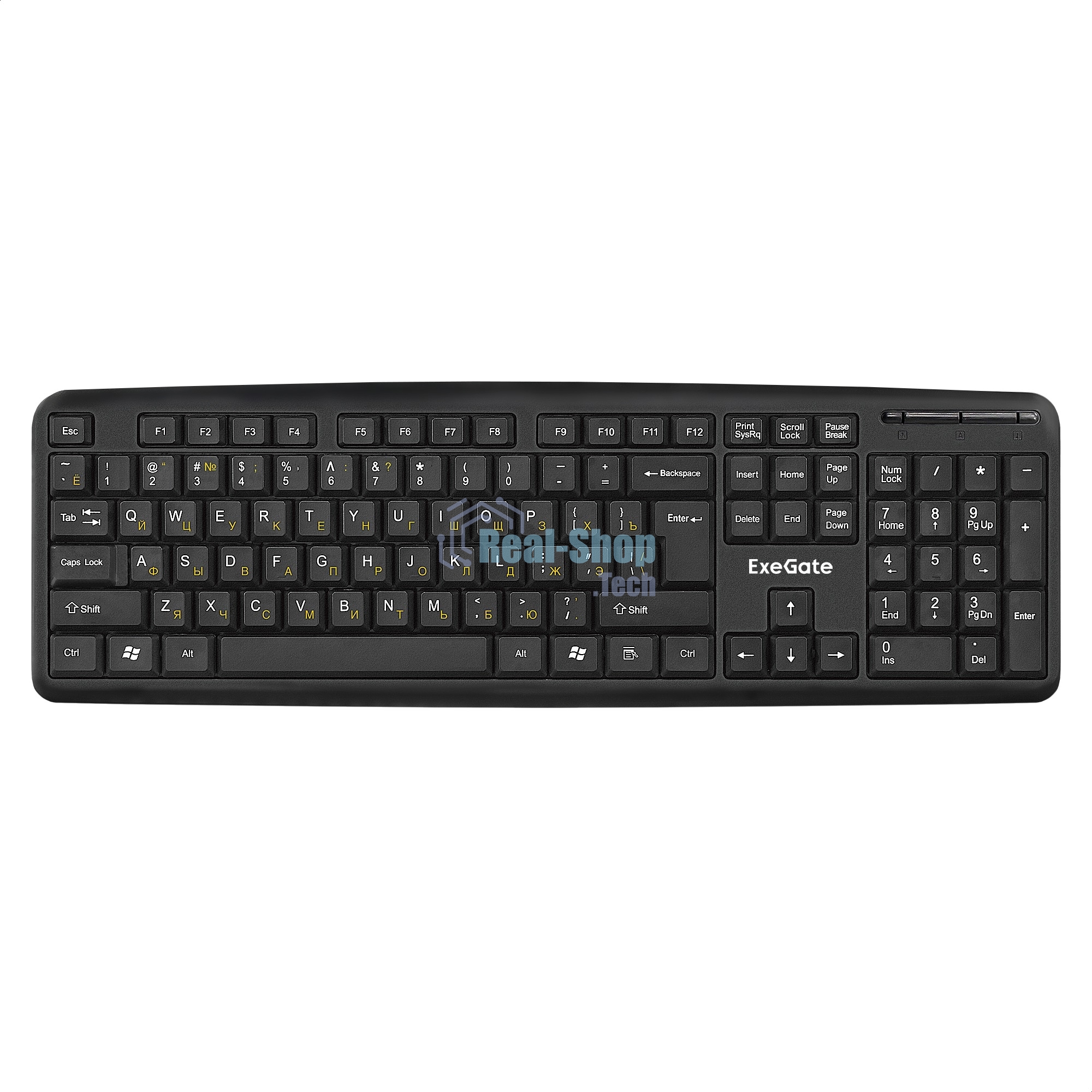 Клавиатура проводная Professional Standard LY-331L2-OEM (USB, полноразмерная, влагозащищенная, 104кл., Enter большой, длина кабеля 2,2м, черная, brown box)