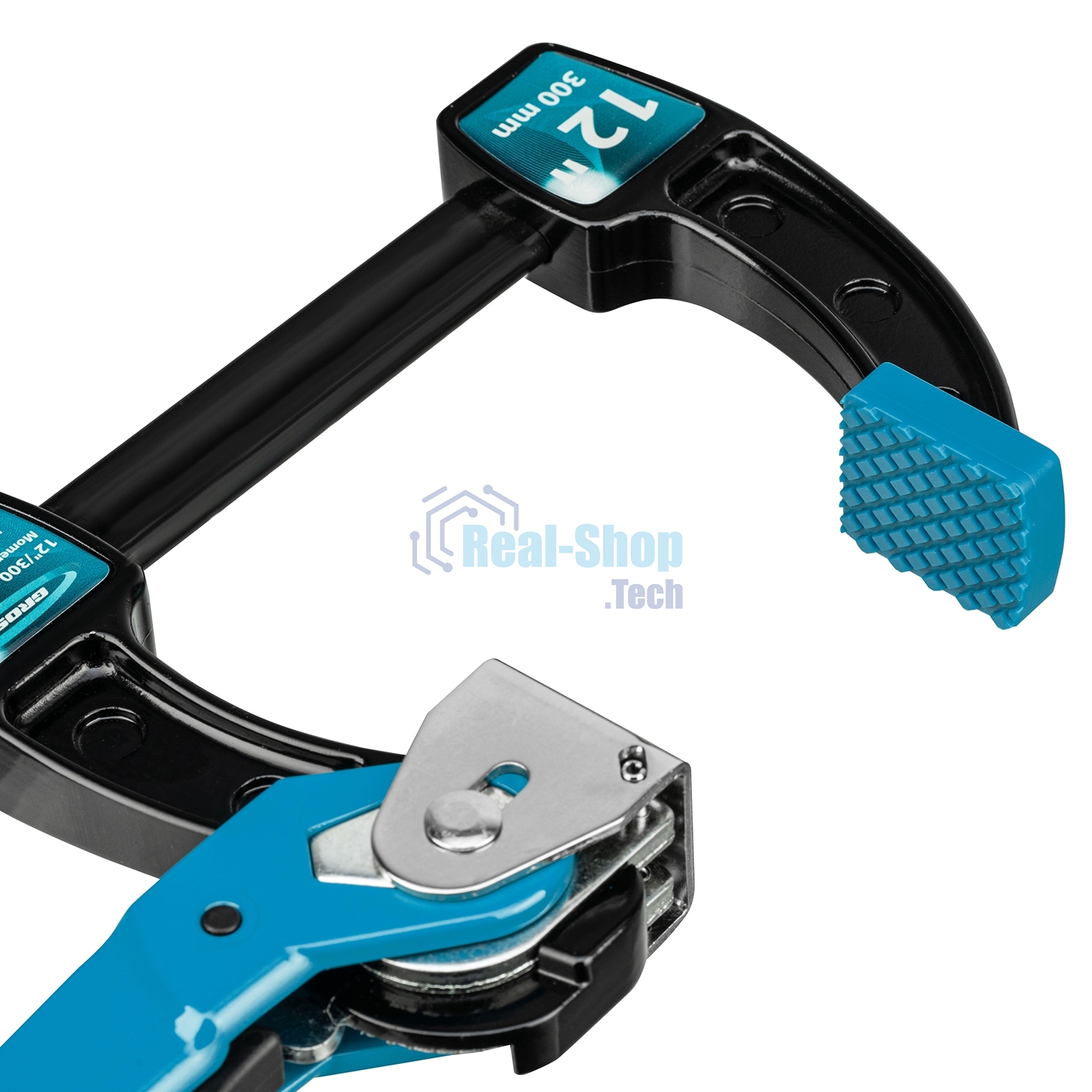 Струбцина реечная Gross быстрозажимная, металлический корпус, рычажный храповый механизм, 12